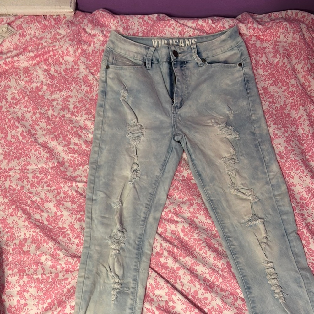 VIP Blue Skinny Jeans with Distressed Detailing